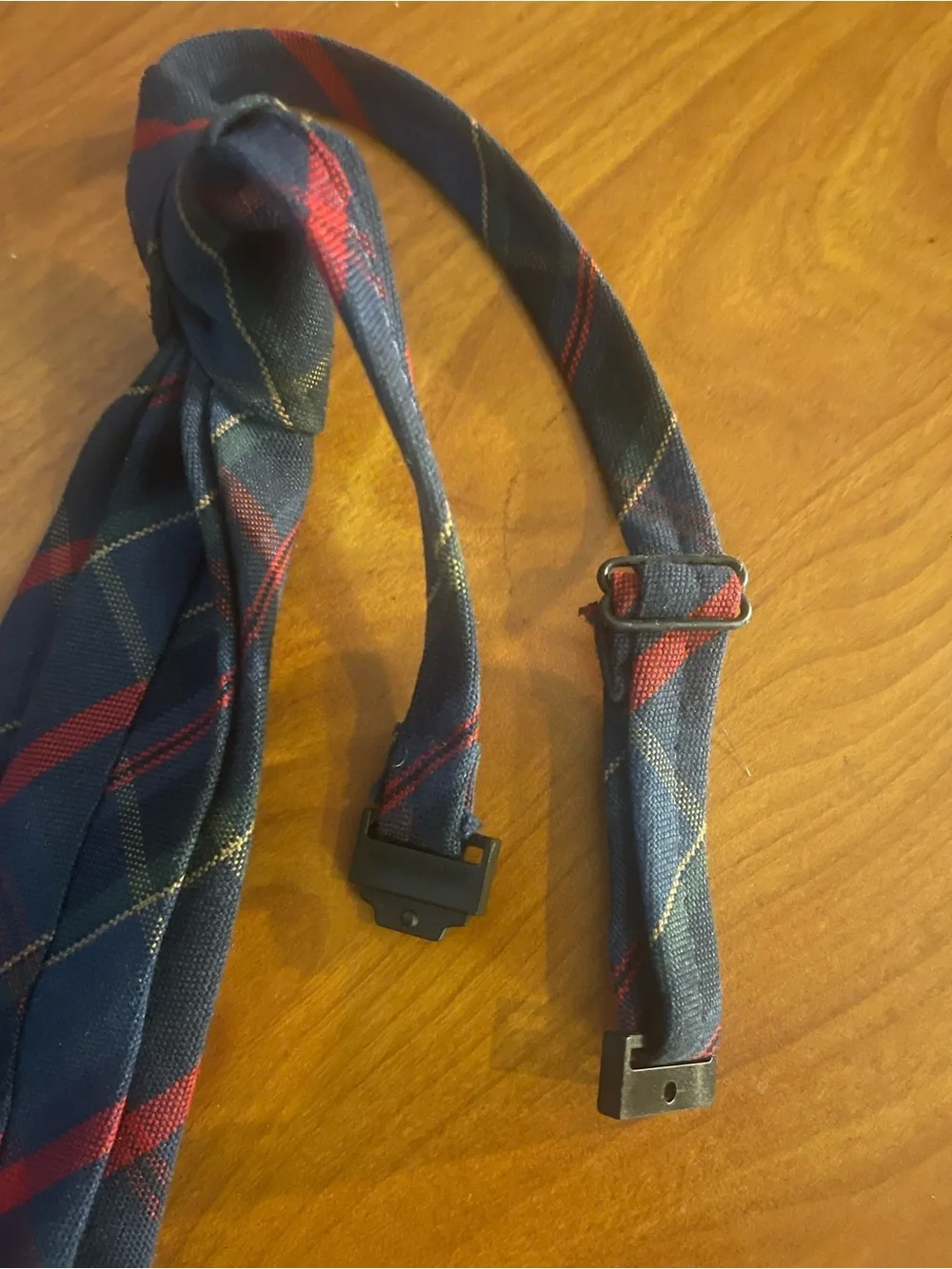 Classic Navy Plaid Men's Tie - Red & Yellow Accent